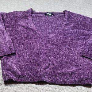 Express Size Small Dark Purple Chenille V-Neck Sweater